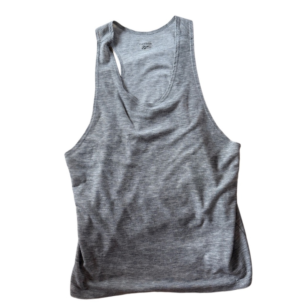 Vintage 1980s Reebok Thin ribbed Gray Racerback muscle Tank Top Sz medium unisex